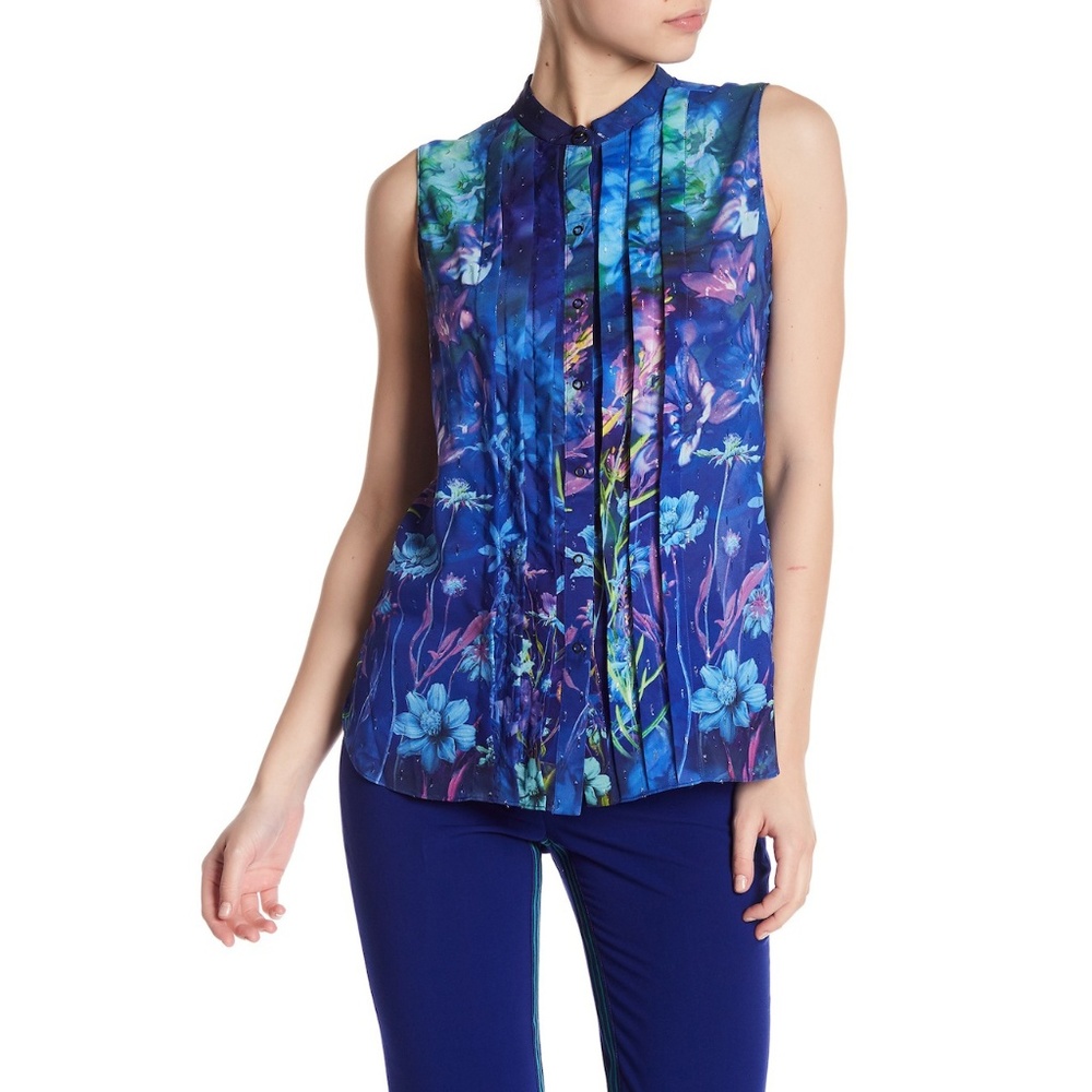 T Tahari Aliza Sleeveless Print Blouse